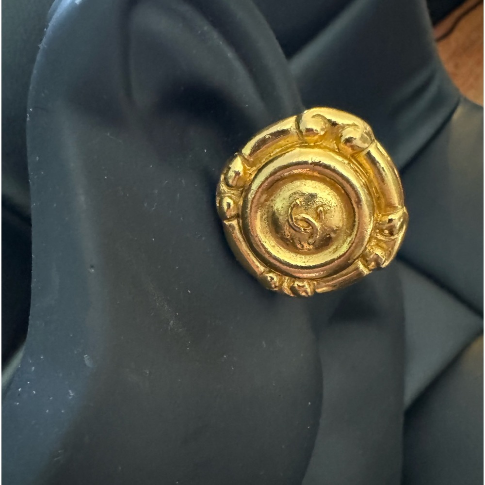 CHANEL CC Logo Gold Tone Earrings - Picture 2 of 8